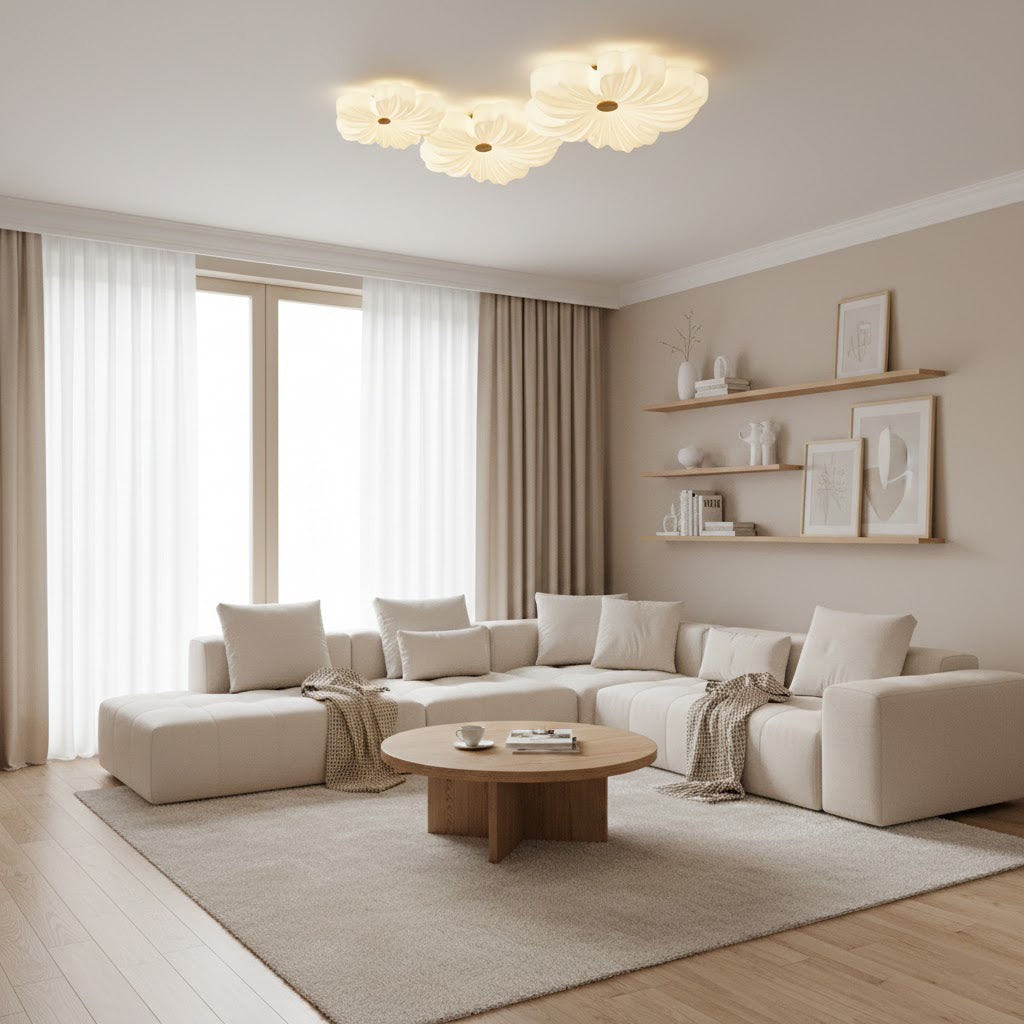 Flower Ceiling Light LED Sculpted Petal Shade Dimmable Bedroom