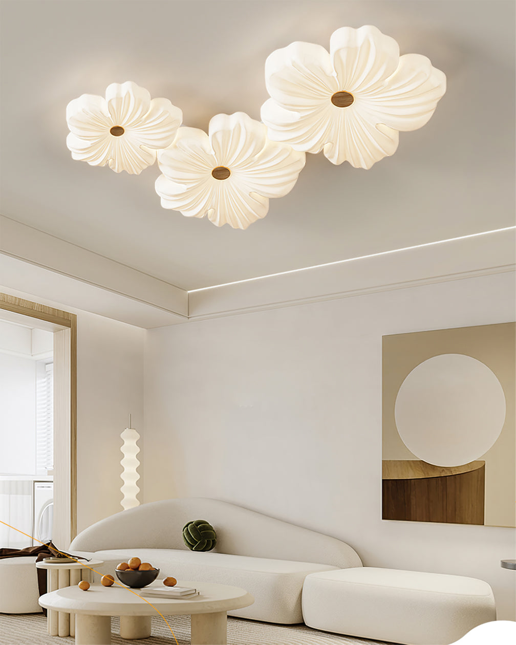 Flower Ceiling Light LED Sculpted Petal Shade Dimmable Bedroom