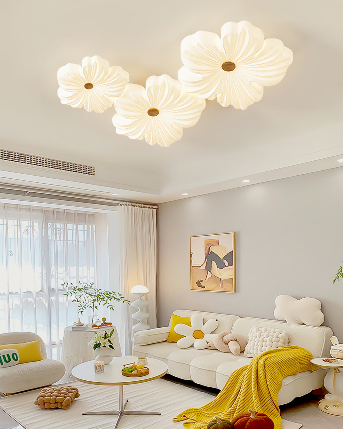 Flower Ceiling Light LED Sculpted Petal Shade Dimmable Bedroom