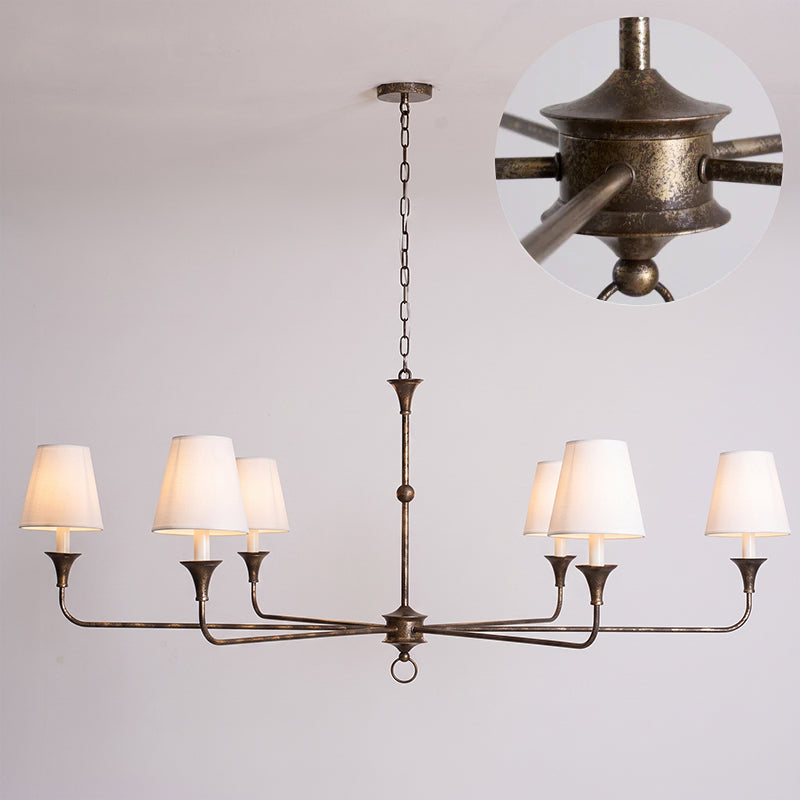 Brass Candle Chandelier Antique Hand Finished Arms for Dining Room