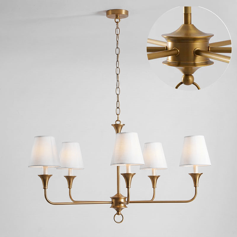 Brass Candle Chandelier Antique Hand Finished Arms for Dining Room