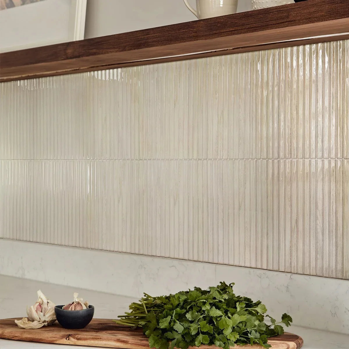 Peel and Stick Backsplash Tiles 3D Fluted Wood Grain
