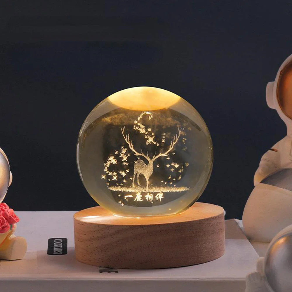 Dekorativ LED natlampe med solsystemmotiv