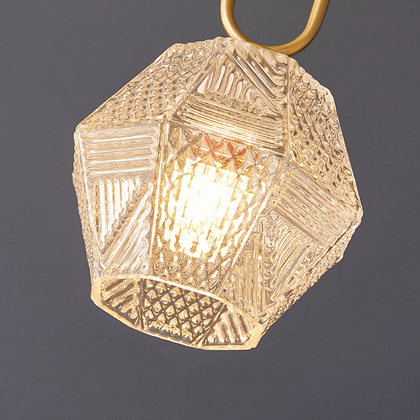 Art Deco Ceiling Light Diamond Cut Glass Brass Finish for Bedside