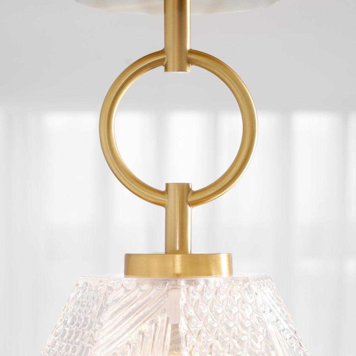 Art Deco Ceiling Light Diamond Cut Glass Brass Finish for Bedside