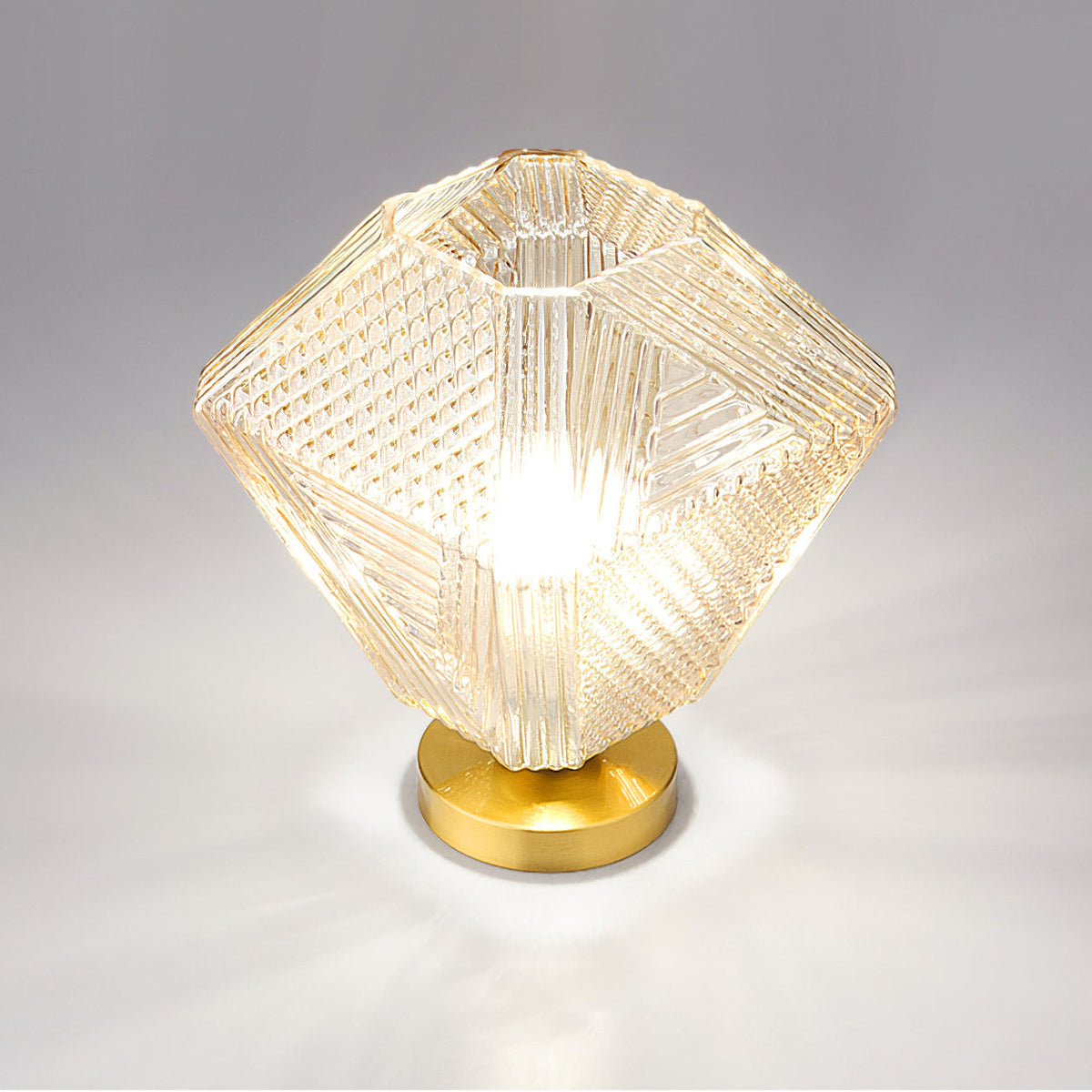 Art Deco Ceiling Light Diamond Cut Glass Brass Finish for Bedside