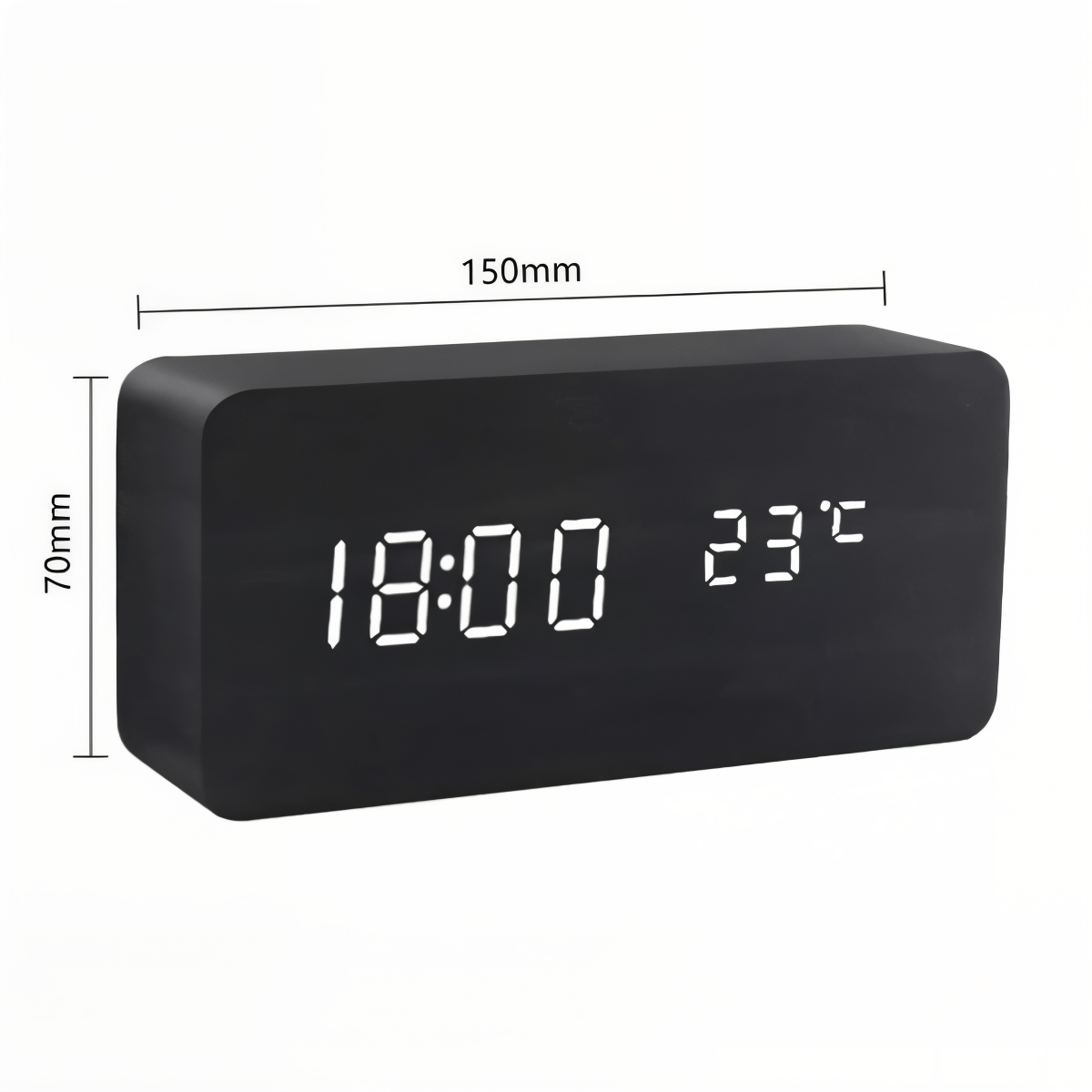 Digitalt LED vækkeur med temperaturmåler