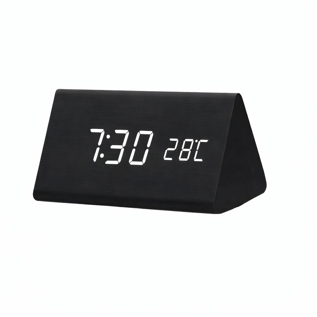 Digitalt LED vækkeur med temperaturmåler