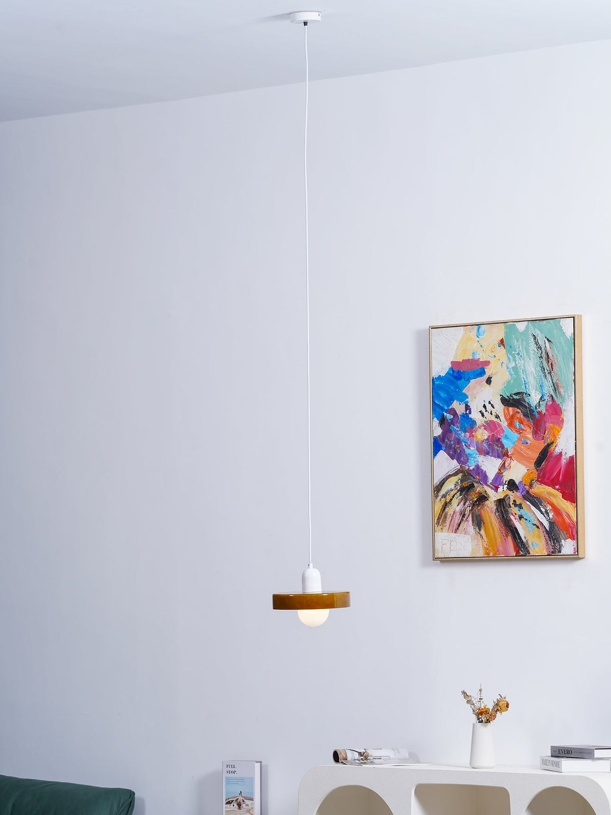 Frosted Glass Orb Pendant Light with Glass Disc Brim Bedside Reading