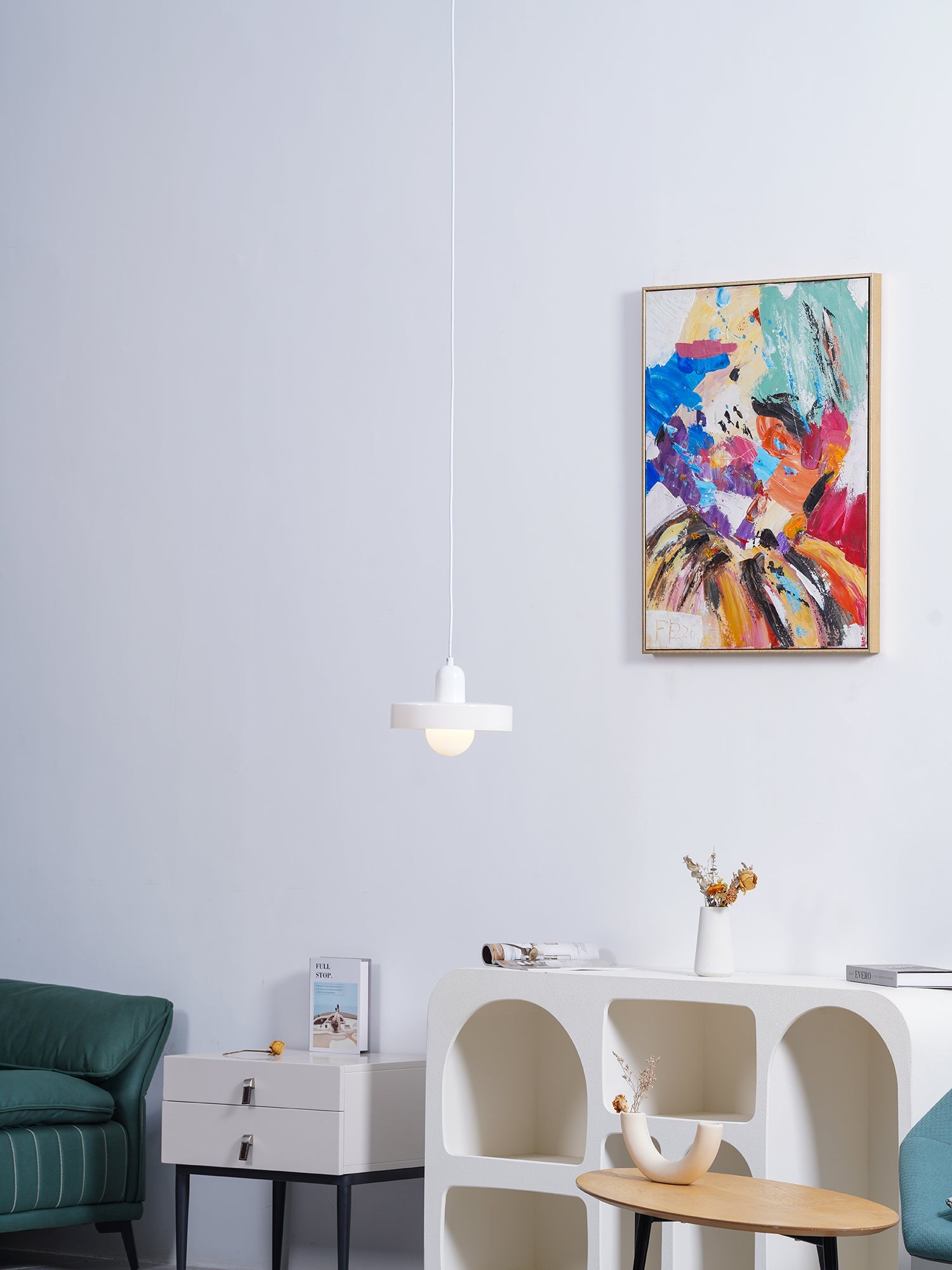 Frosted Glass Orb Pendant Light with Glass Disc Brim Bedside Reading