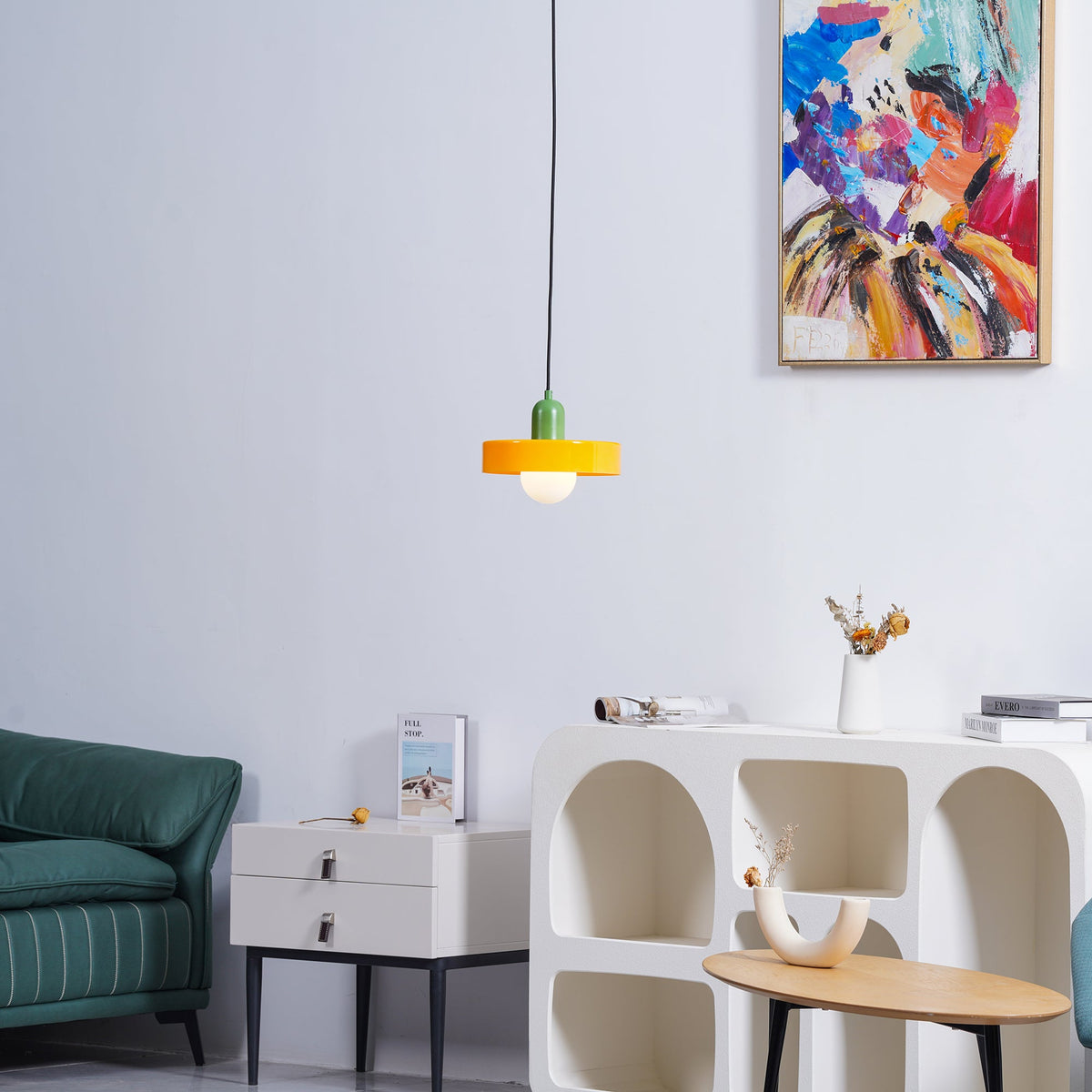 Frosted Glass Orb Pendant Light with Glass Disc Brim Bedside Reading