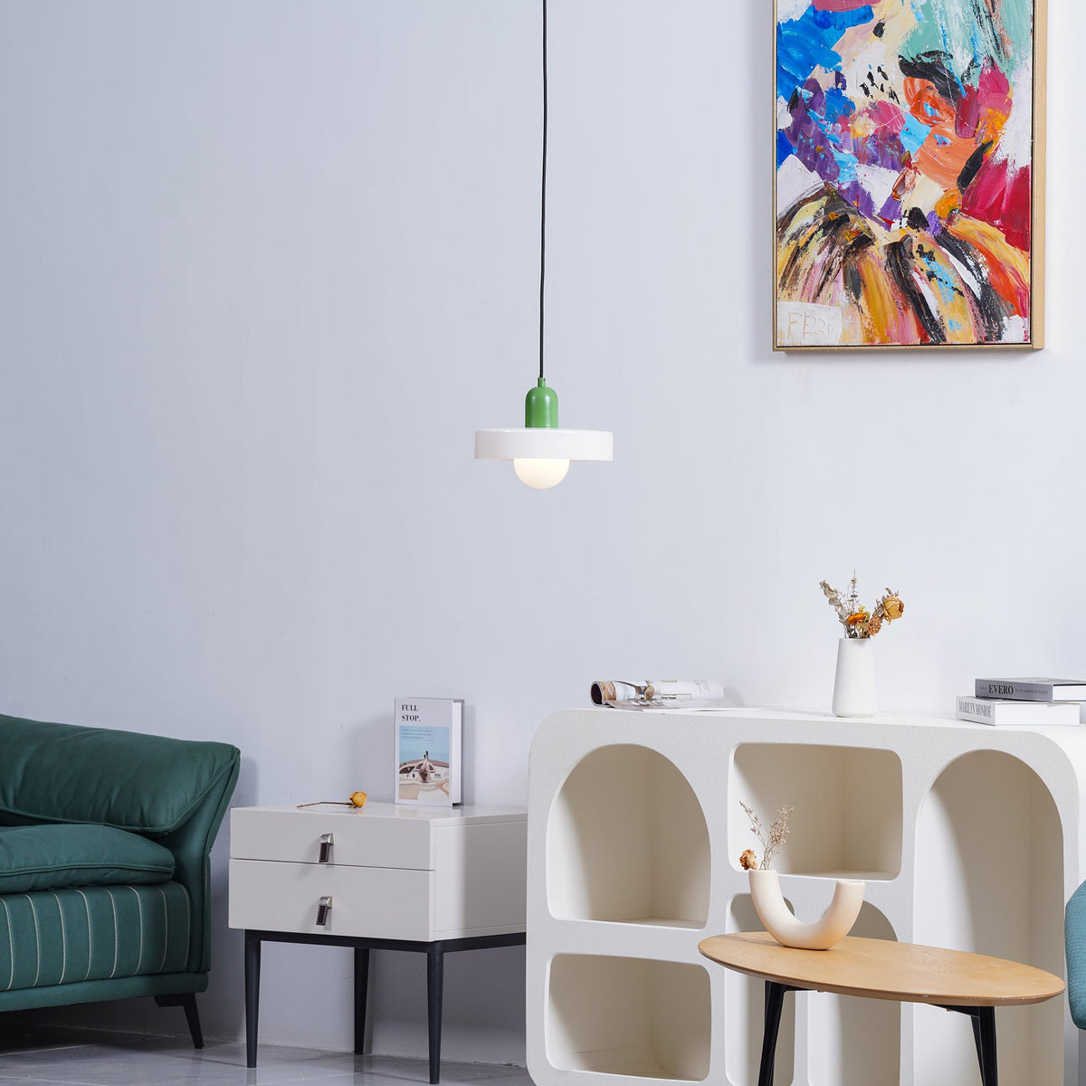 Frosted Glass Orb Pendant Light with Glass Disc Brim Bedside Reading