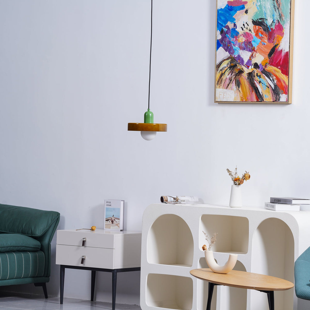 Frosted Glass Orb Pendant Light with Glass Disc Brim Bedside Reading