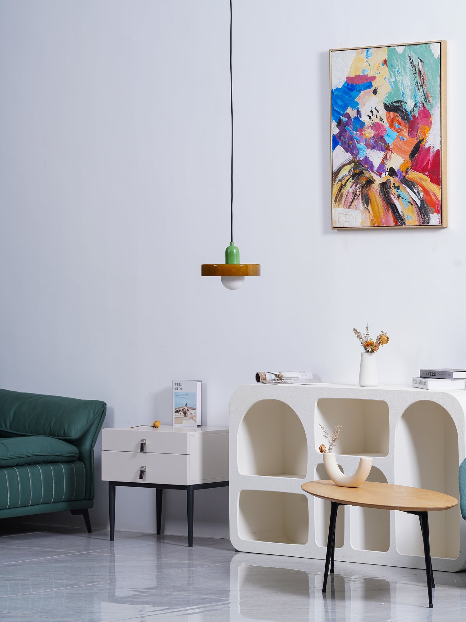 Frosted Glass Orb Pendant Light with Glass Disc Brim Bedside Reading