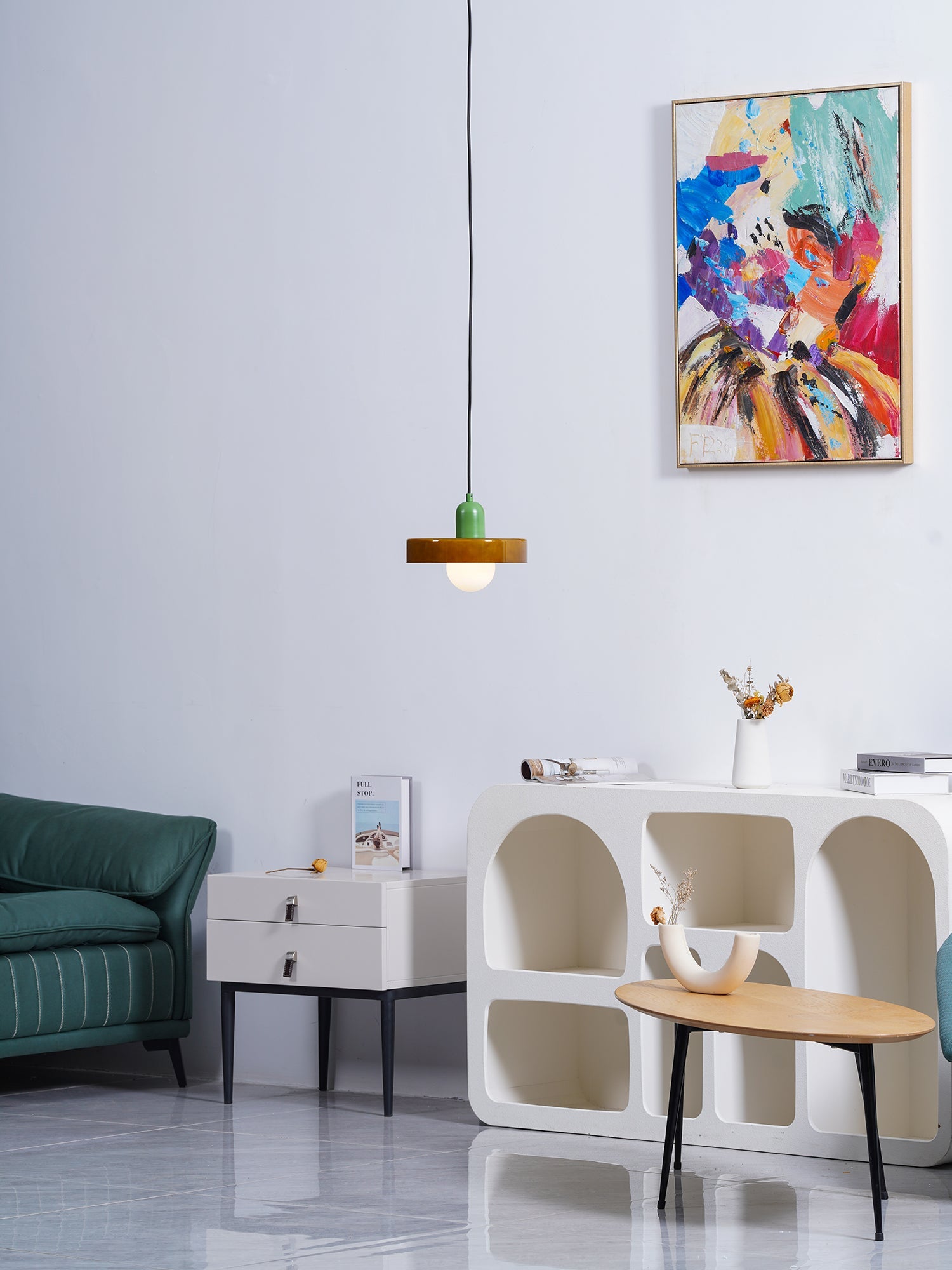 Frosted Glass Orb Pendant Light with Glass Disc Brim Bedside Reading