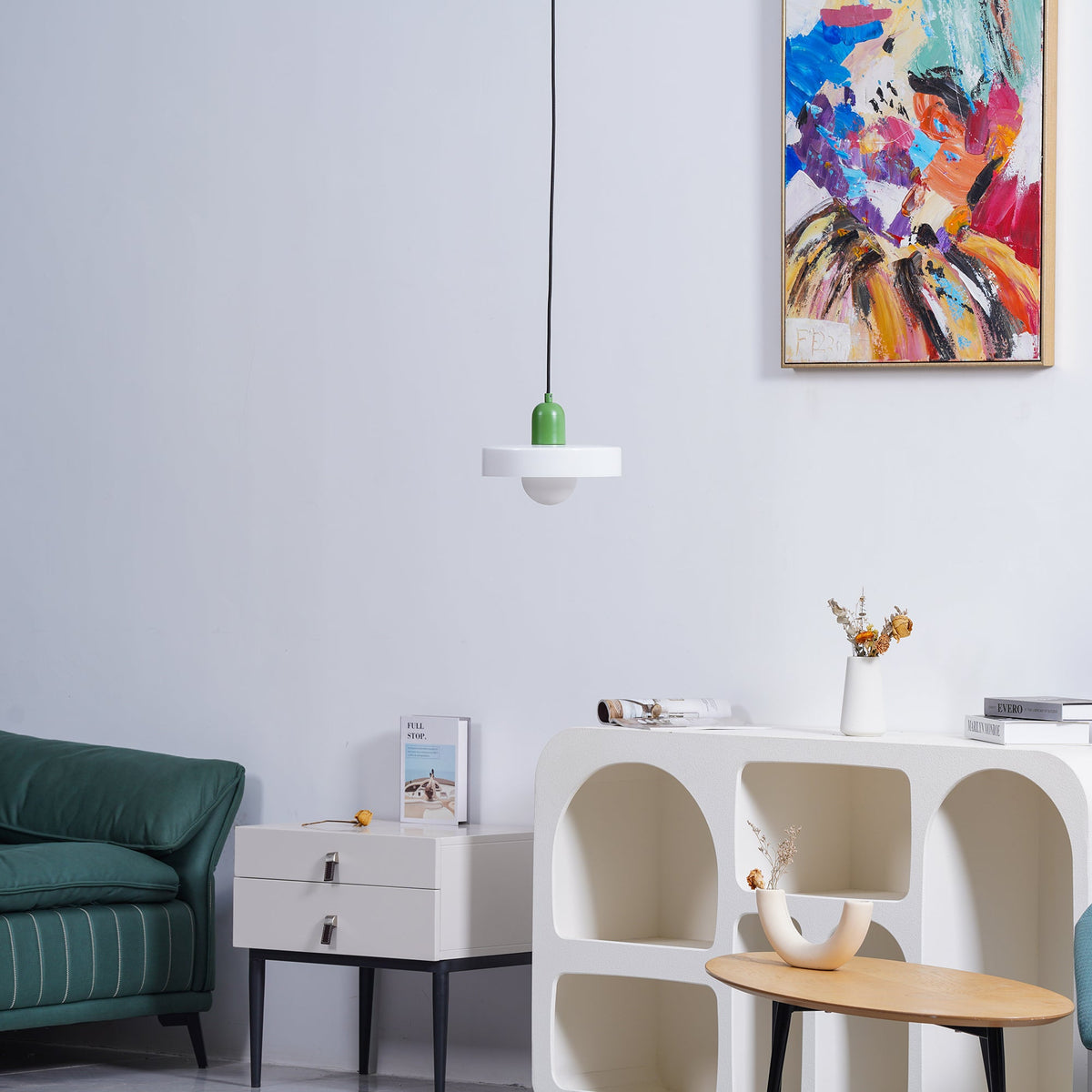 Frosted Glass Orb Pendant Light with Glass Disc Brim Bedside Reading