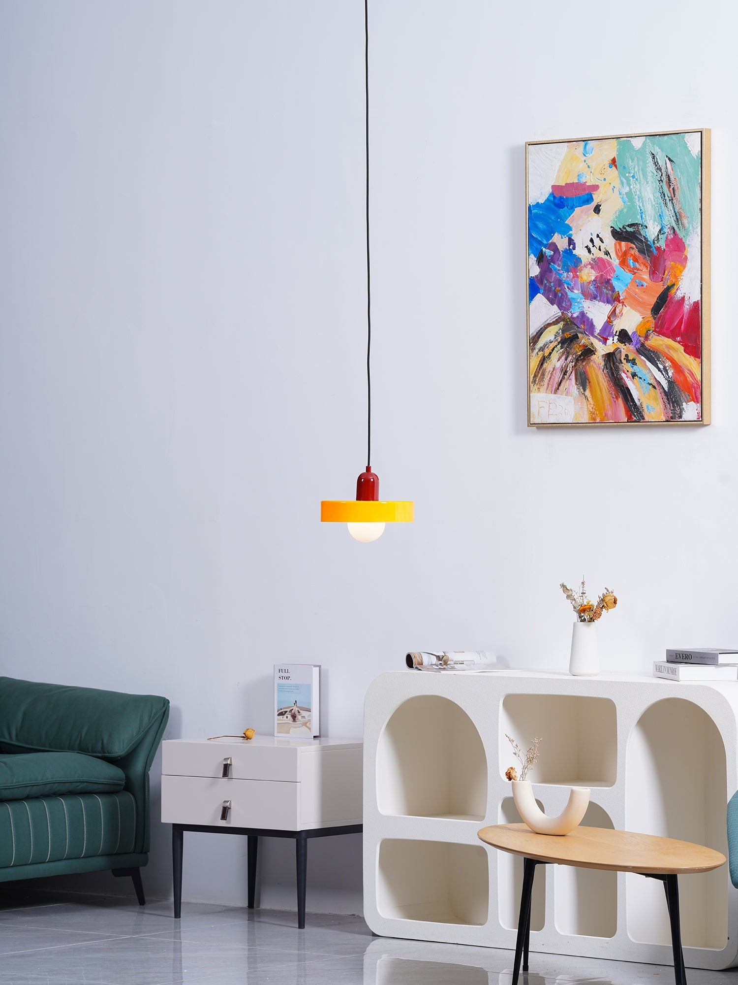 Frosted Glass Orb Pendant Light with Glass Disc Brim Bedside Reading