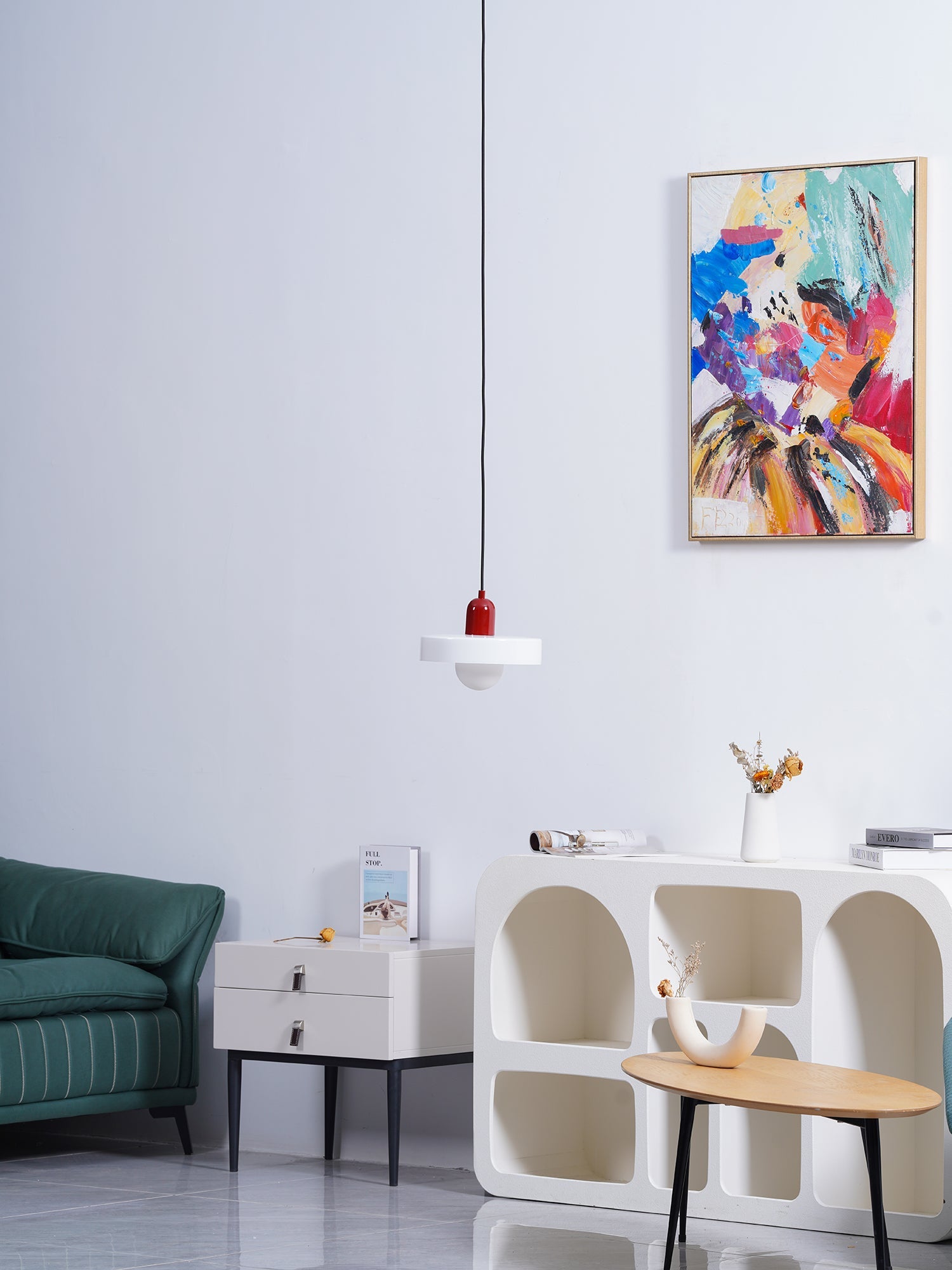 Frosted Glass Orb Pendant Light with Glass Disc Brim Bedside Reading