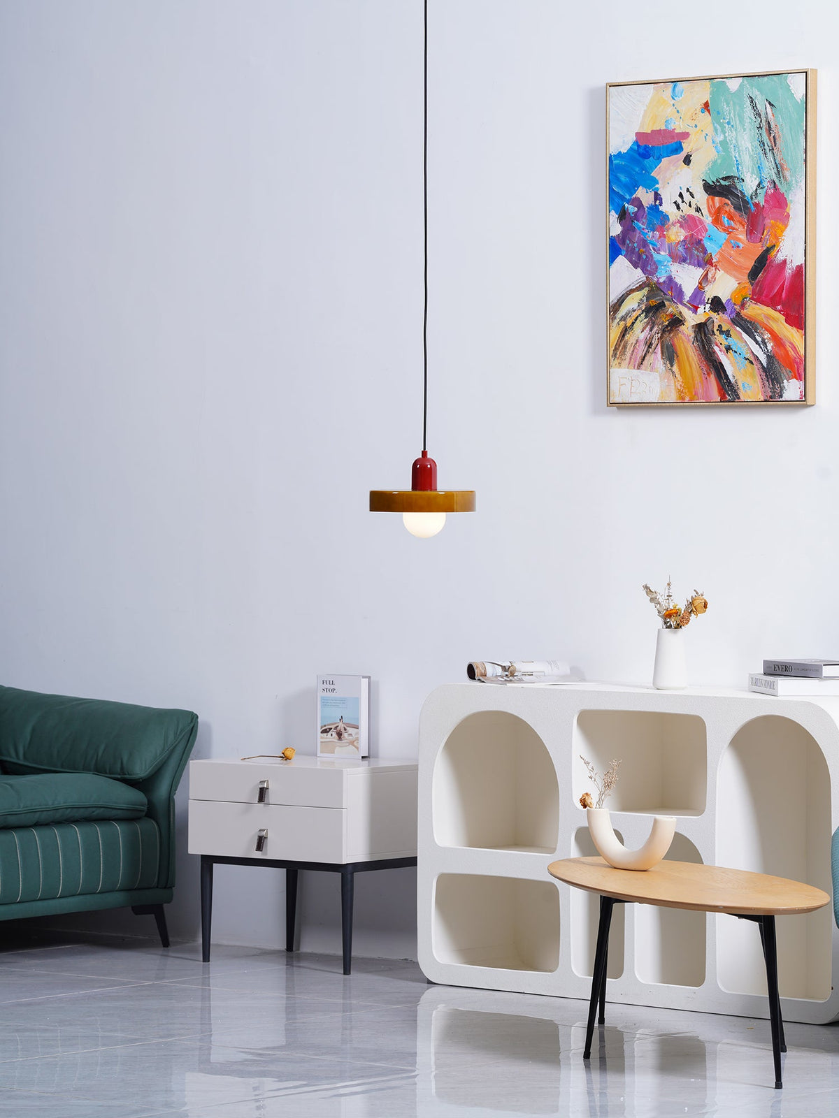 Frosted Glass Orb Pendant Light with Glass Disc Brim Bedside Reading