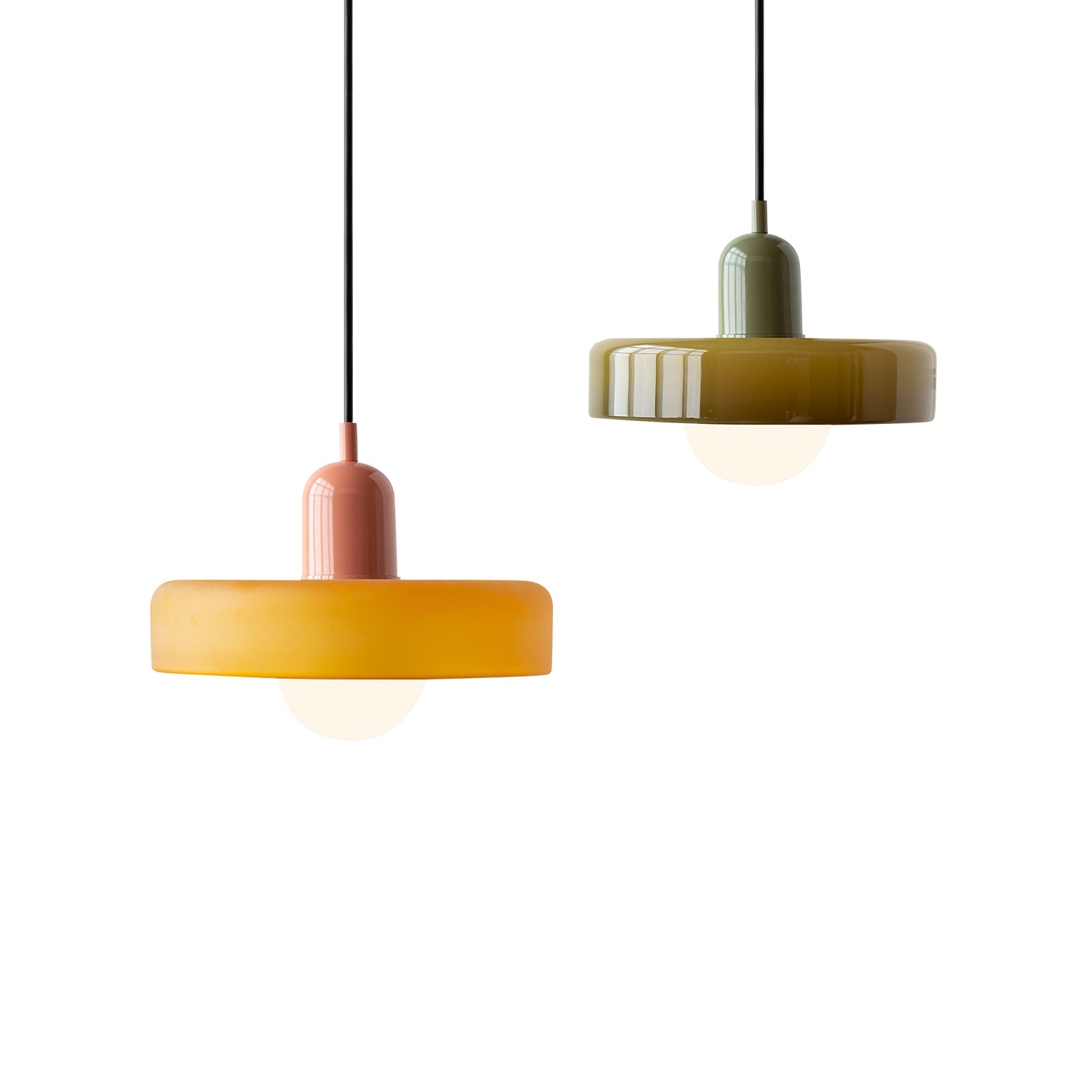 Frosted Glass Orb Pendant Light with Glass Disc Brim Bedside Reading
