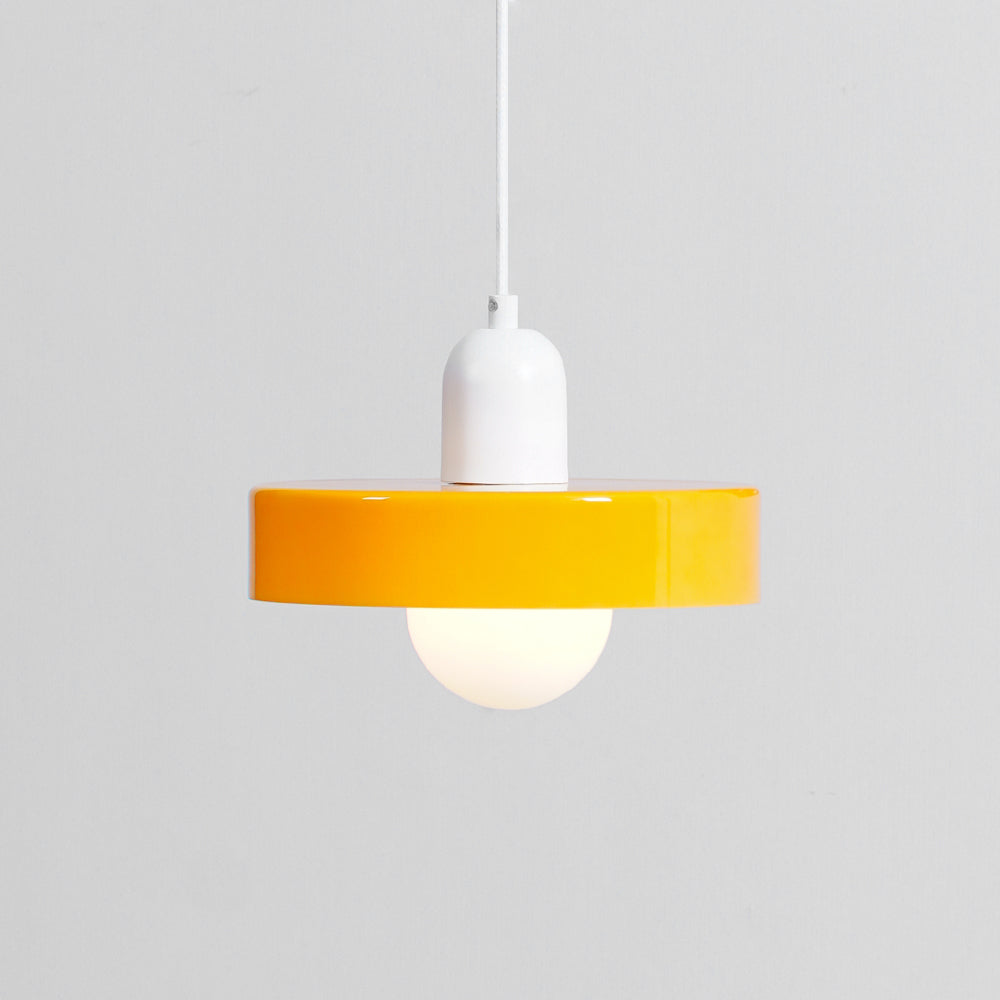 Frosted Glass Orb Pendant Light with Glass Disc Brim Bedside Reading