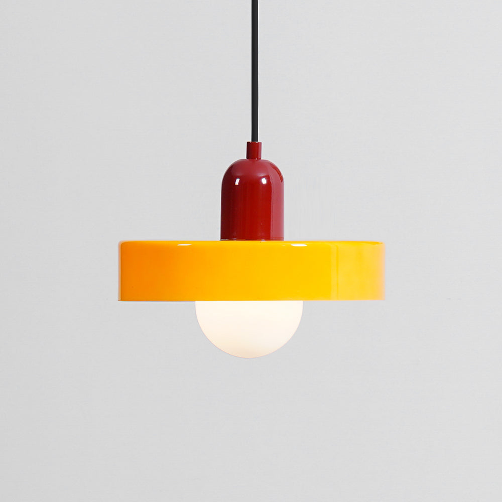 Frosted Glass Orb Pendant Light with Glass Disc Brim Bedside Reading