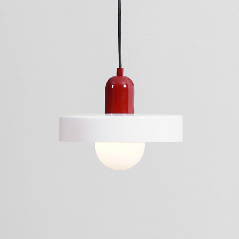 Frosted Glass Orb Pendant Light with Glass Disc Brim Bedside Reading