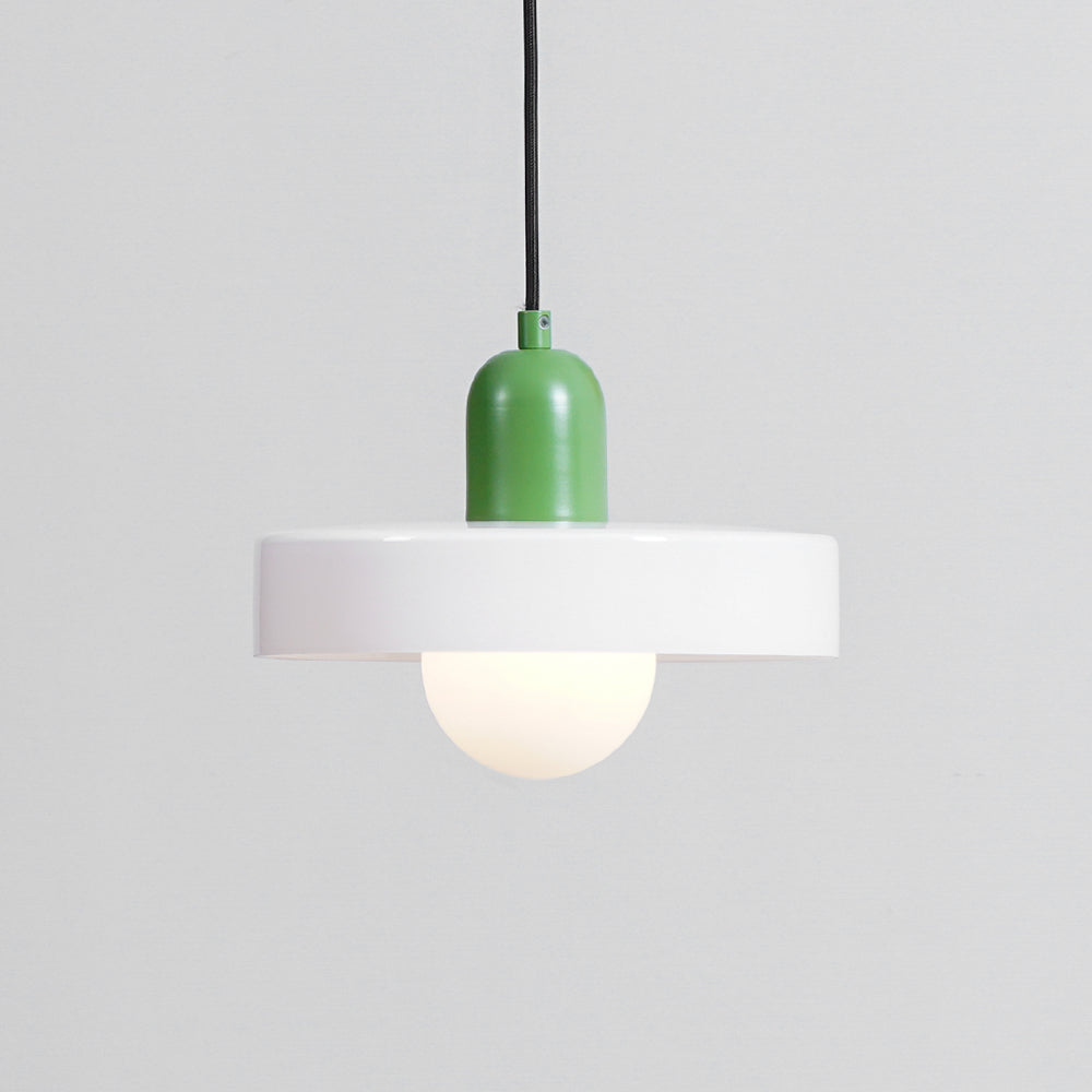 Frosted Glass Orb Pendant Light with Glass Disc Brim Bedside Reading