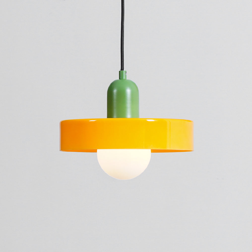 Frosted Glass Orb Pendant Light with Glass Disc Brim Bedside Reading