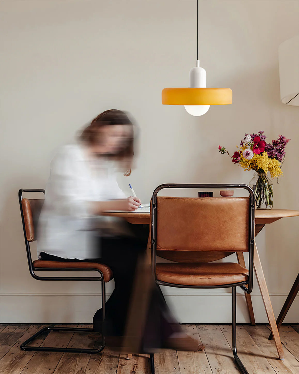 Frosted Glass Orb Pendant Light with Glass Disc Brim Bedside Reading