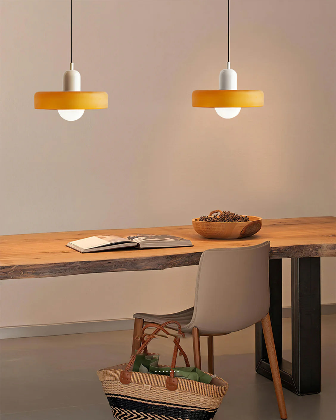 Frosted Glass Orb Pendant Light with Glass Disc Brim Bedside Reading