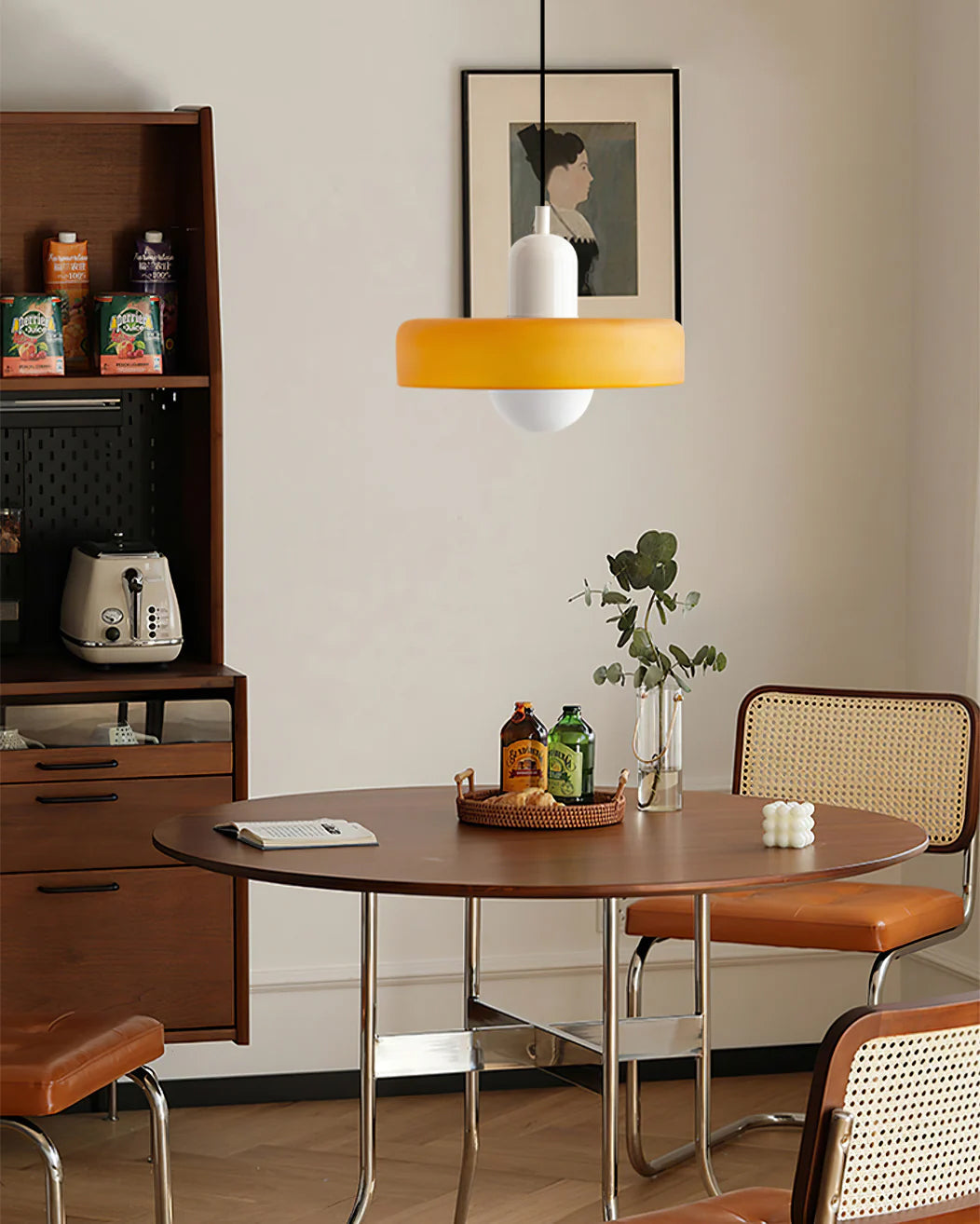 Frosted Glass Orb Pendant Light with Glass Disc Brim Bedside Reading