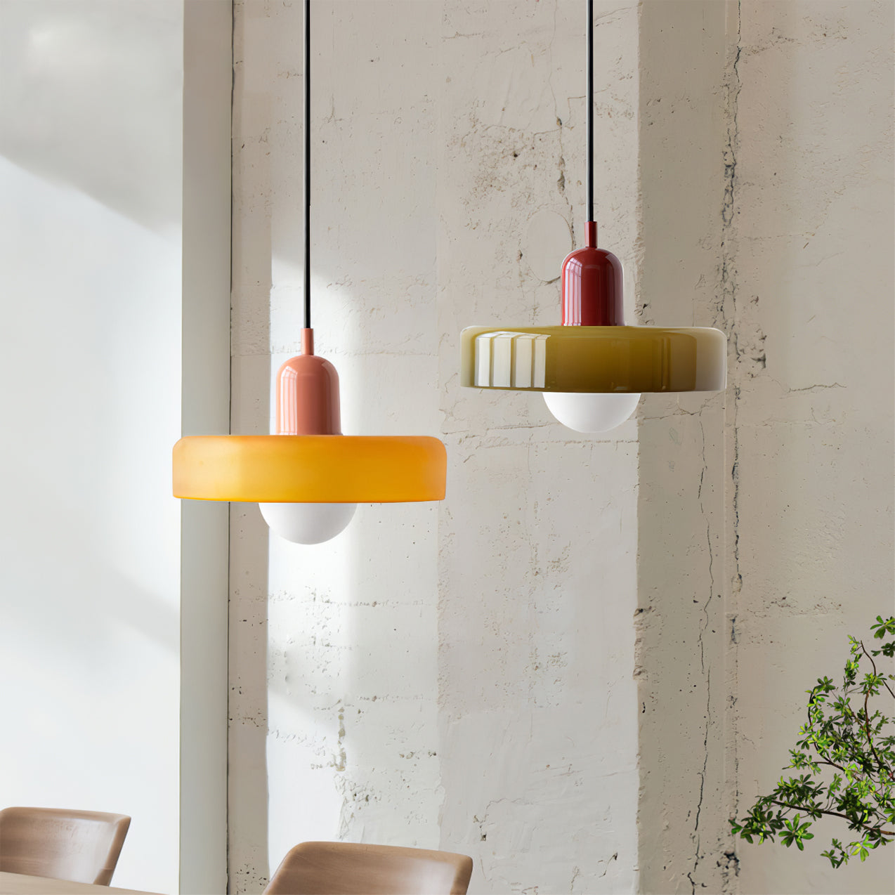 Frosted Glass Orb Pendant Light with Glass Disc Brim Bedside Reading