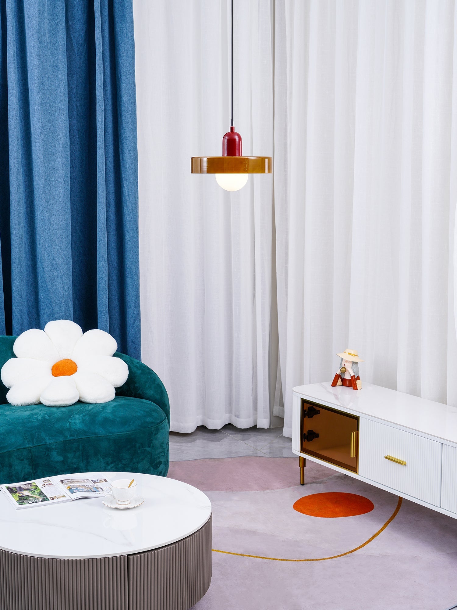 Frosted Glass Orb Pendant Light with Glass Disc Brim Bedside Reading