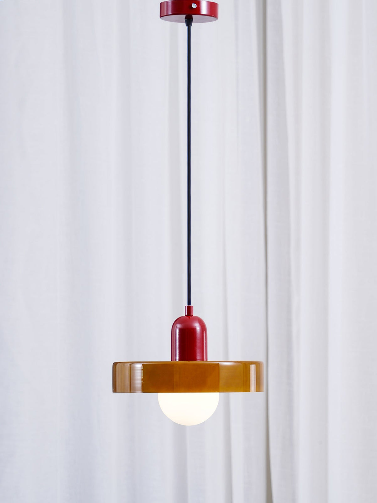 Frosted Glass Orb Pendant Light with Glass Disc Brim Bedside Reading