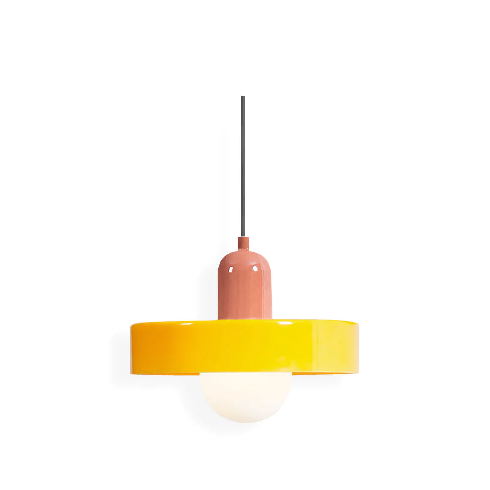 Frosted Glass Orb Pendant Light with Glass Disc Brim Bedside Reading