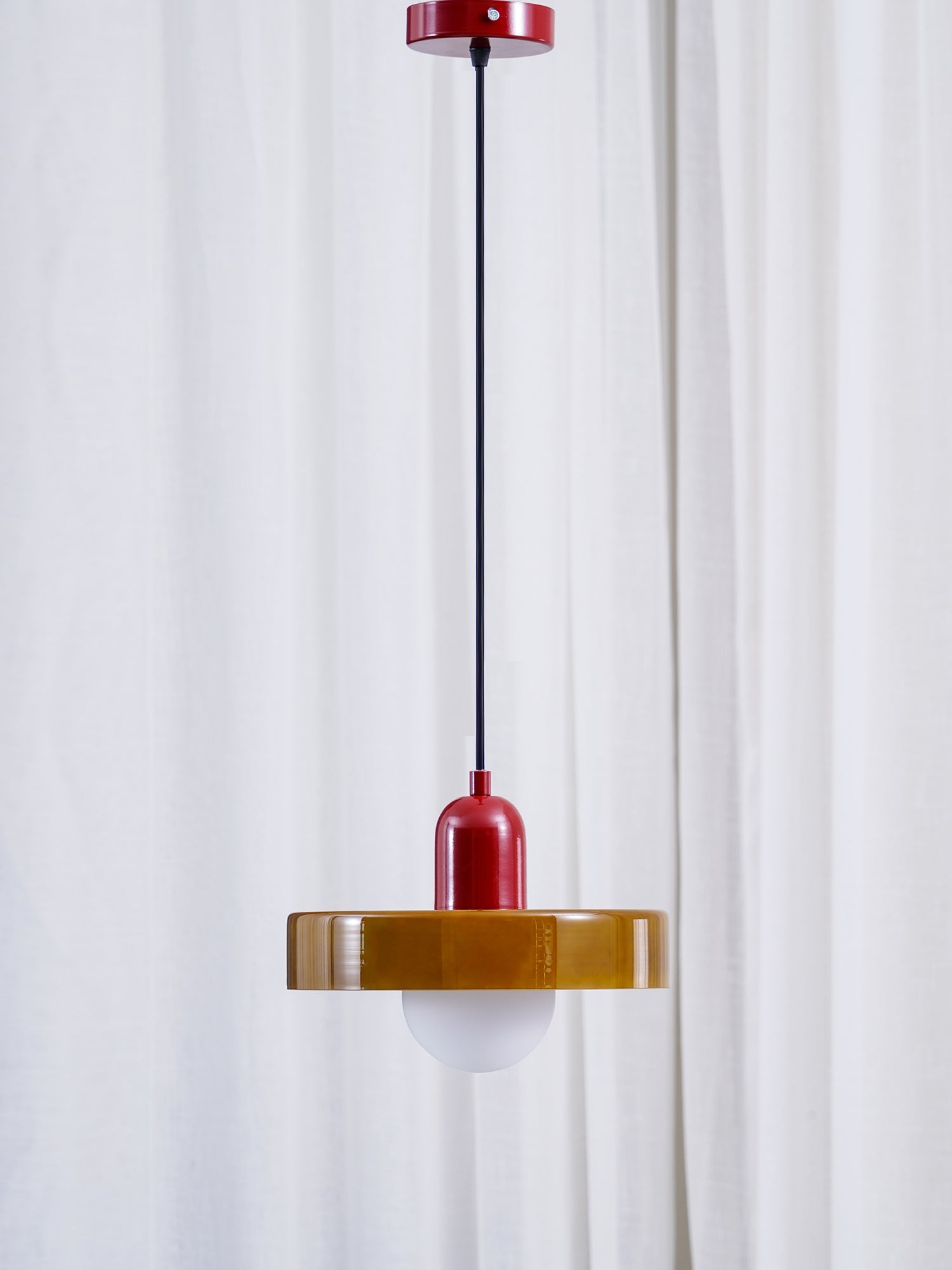 Frosted Glass Orb Pendant Light with Glass Disc Brim Bedside Reading