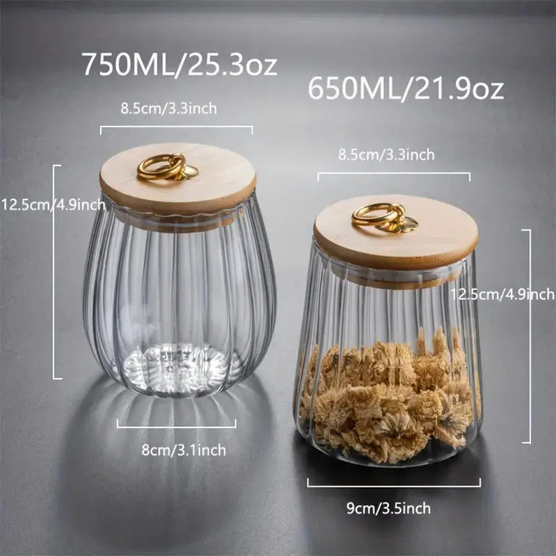 Glass Tea Storage Jar with Sealed Wooden Lid