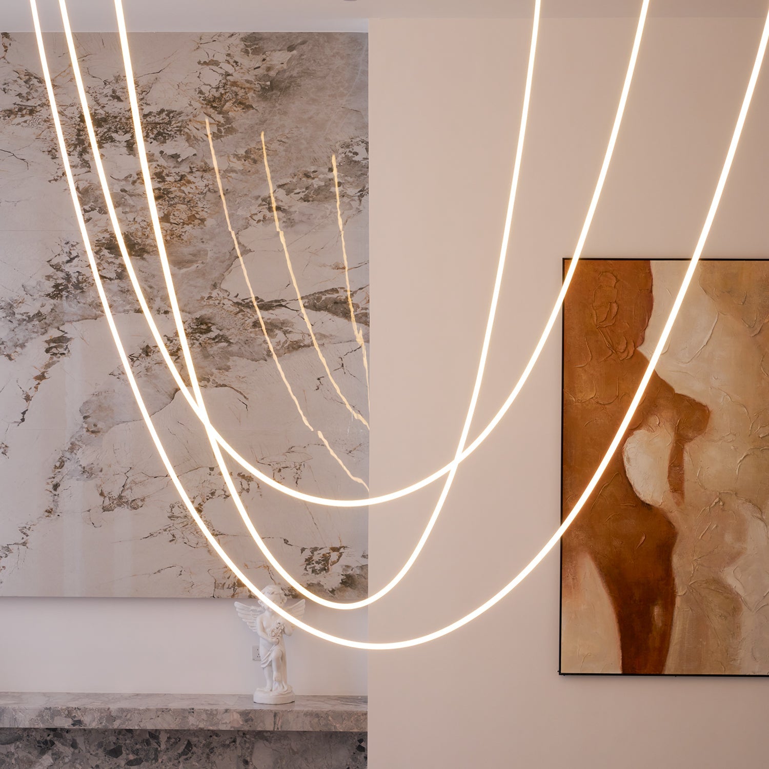 Flexible LED Ribbon Pendant Light Silicone Strip Custom Length Lighting