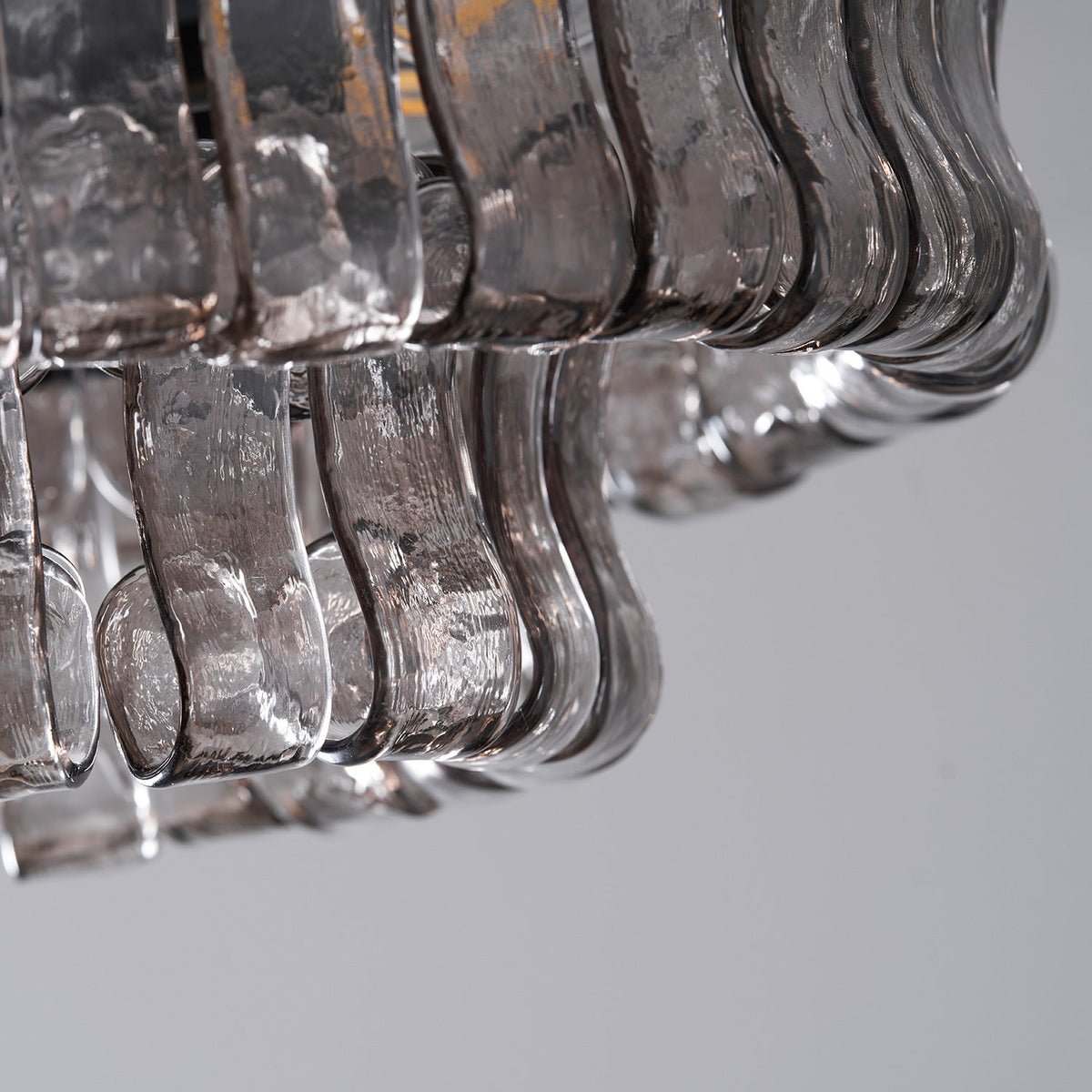Sculptural Ice Glass Ceiling Light Hand Crafted Faceted Shades Foyer