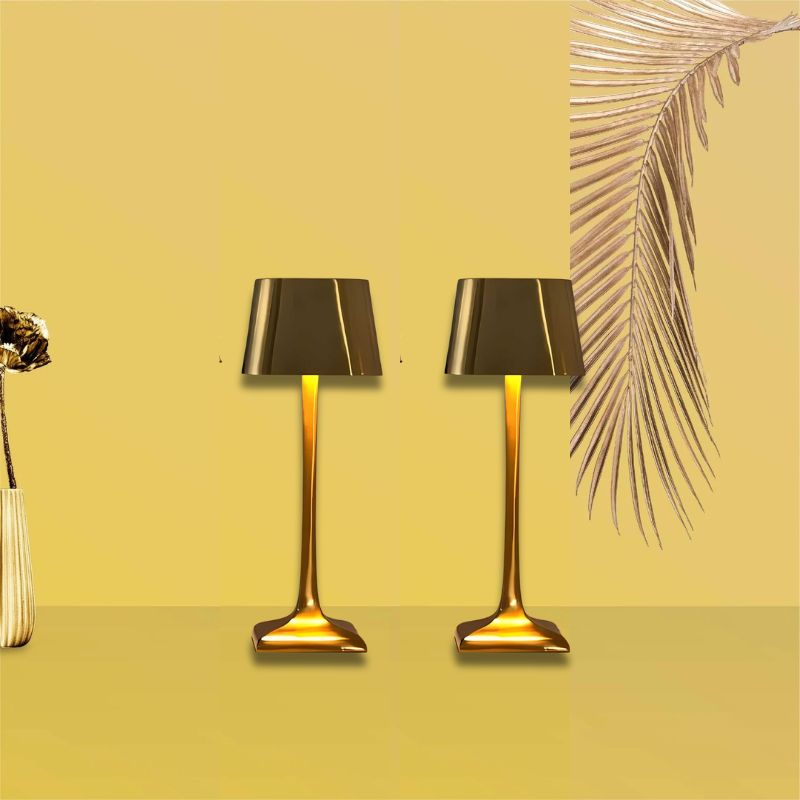 Cordless Table Lamp Two Tone Metal Rechargeable Dimmable for Living Room