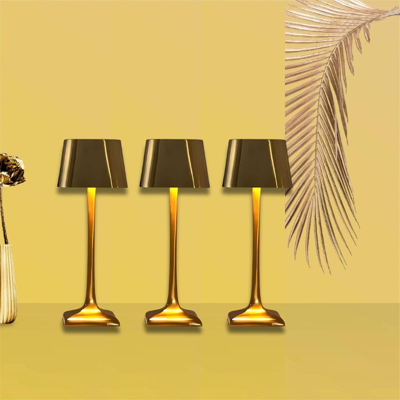 Cordless Table Lamp Two Tone Metal Rechargeable Dimmable for Living Room