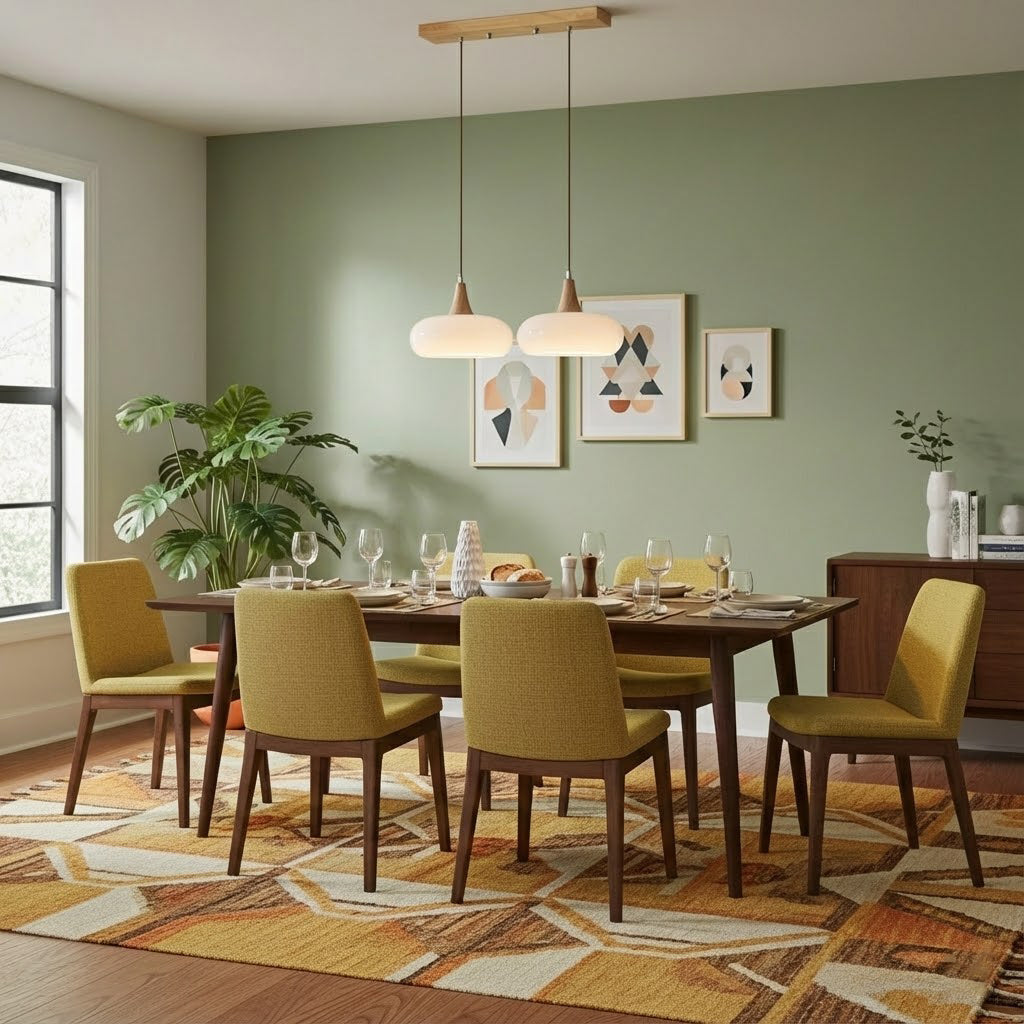 Glass Pendant Light with Wood Accent Bulbs Included for Kitchen Island