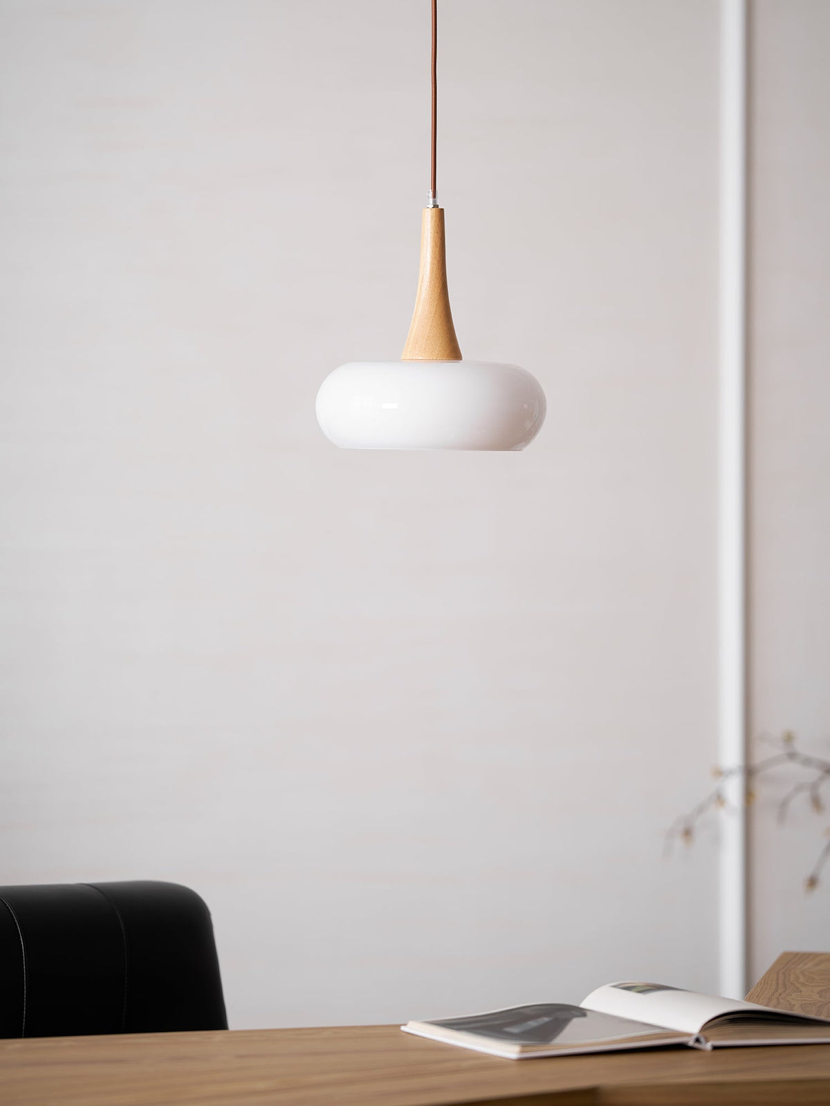 Glass Pendant Light with Wood Accent Bulbs Included for Kitchen Island