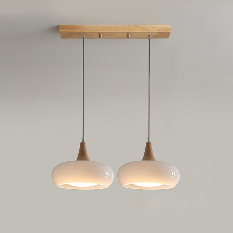Glass Pendant Light with Wood Accent Bulbs Included for Kitchen Island