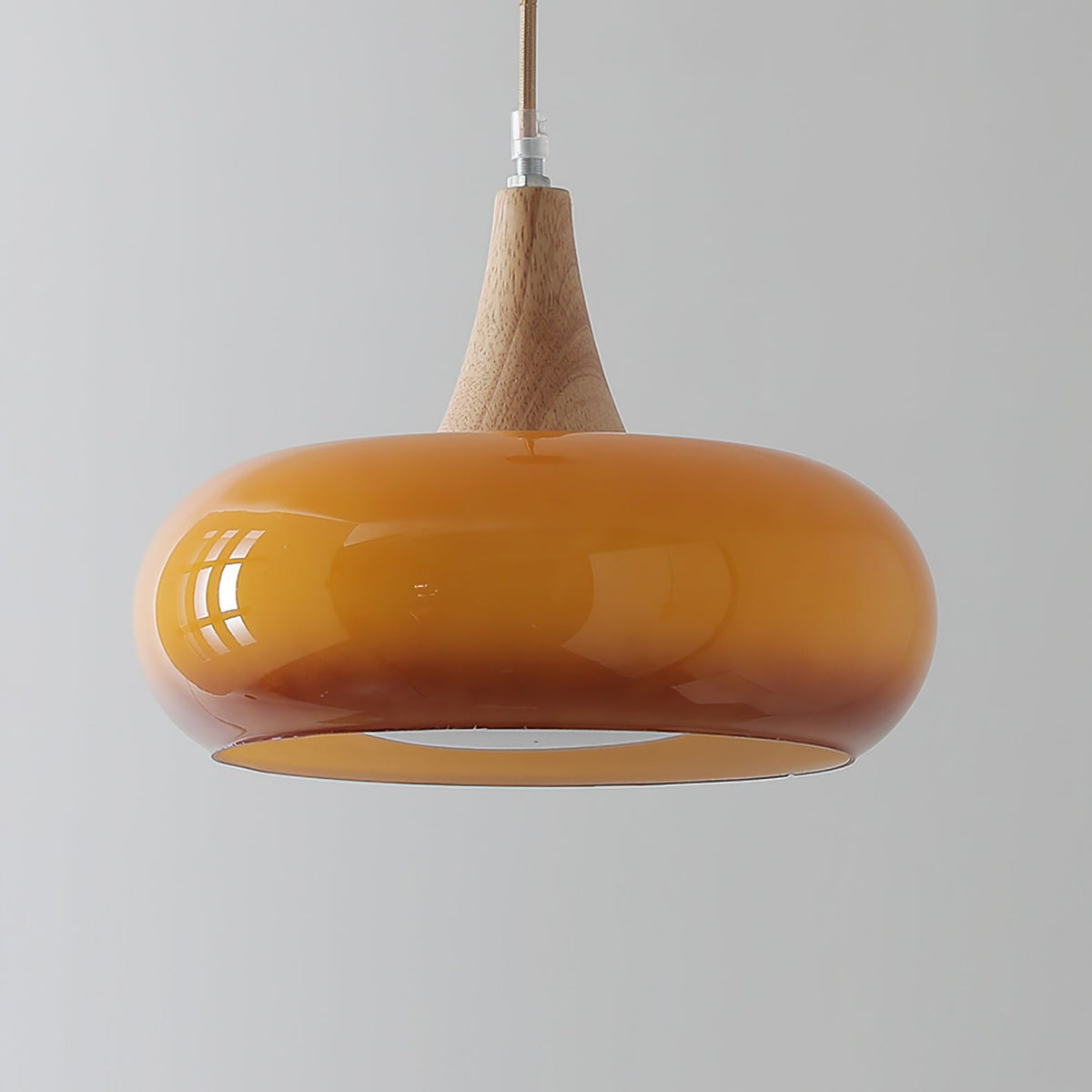Glass Pendant Light with Wood Accent Bulbs Included for Kitchen Island