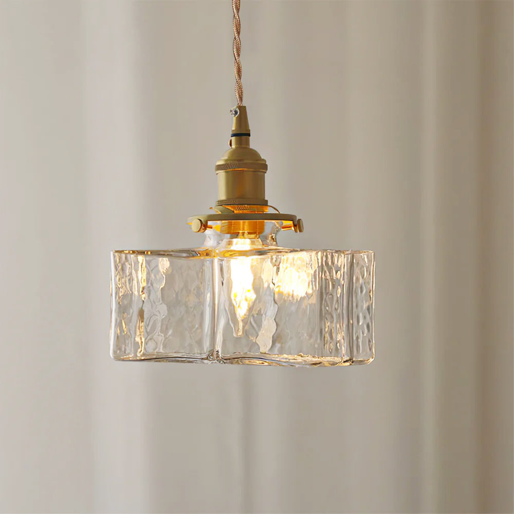 Hammered Glass Pendant Light Brass Frame Cluster Ready Kitchen Island