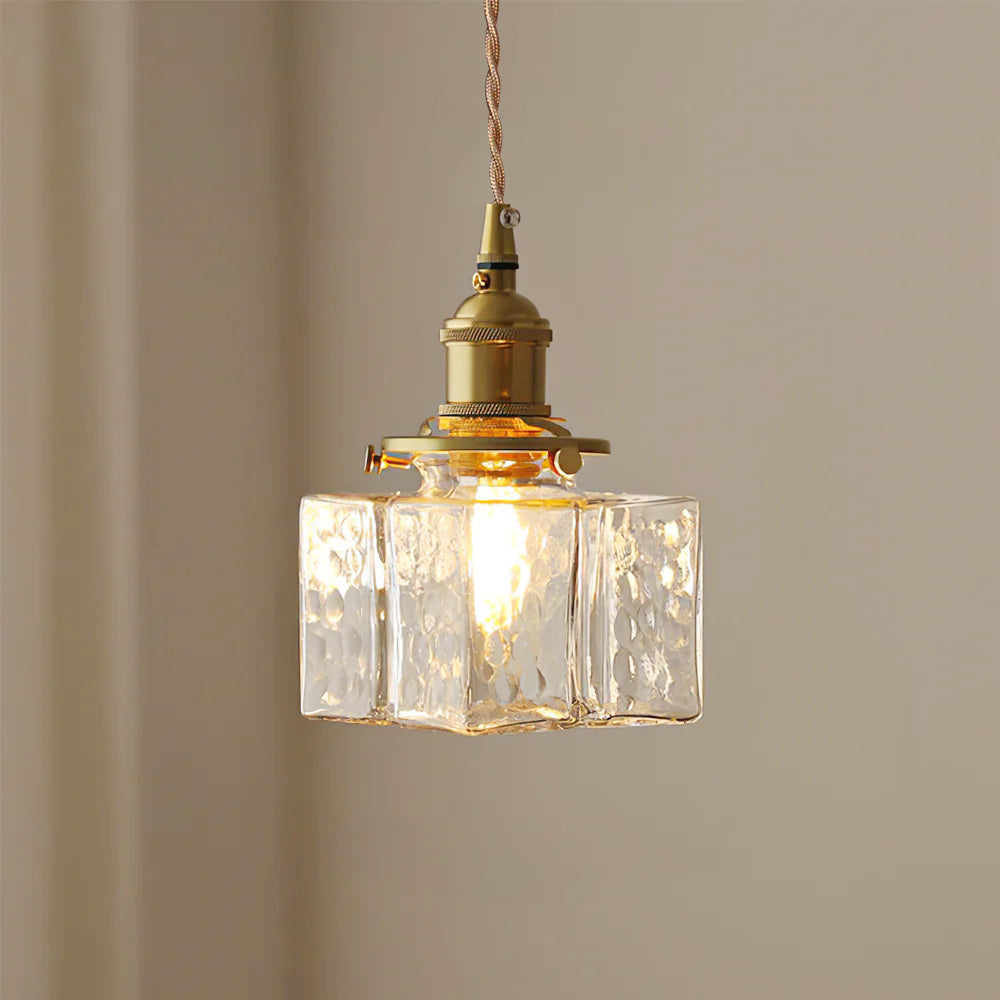 Hammered Glass Pendant Light Brass Frame Cluster Ready Kitchen Island