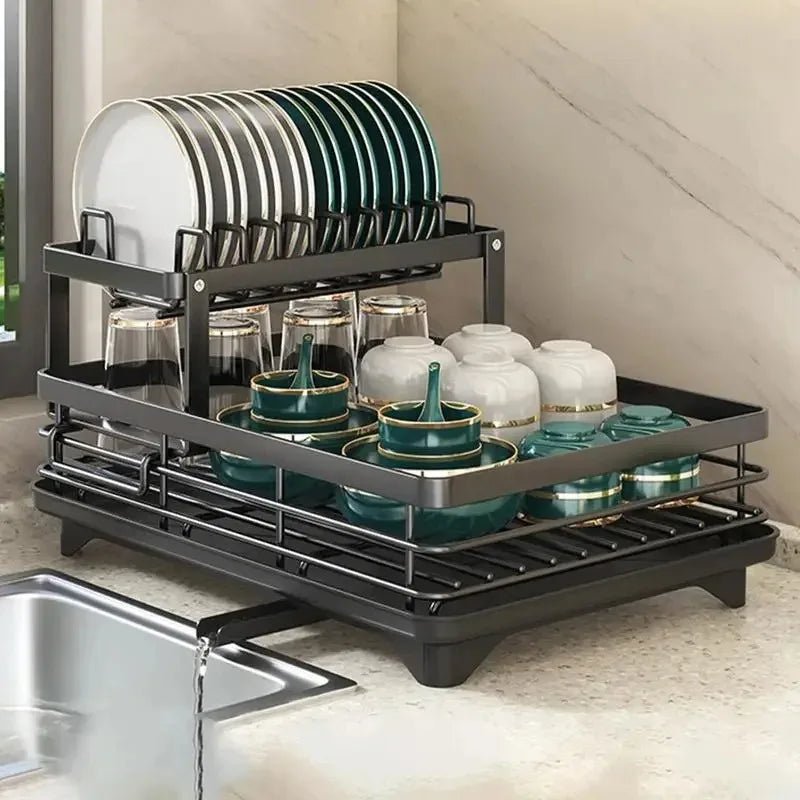 Stainless Steel Dish Drying Rack with Drainboard and Swivel Spout