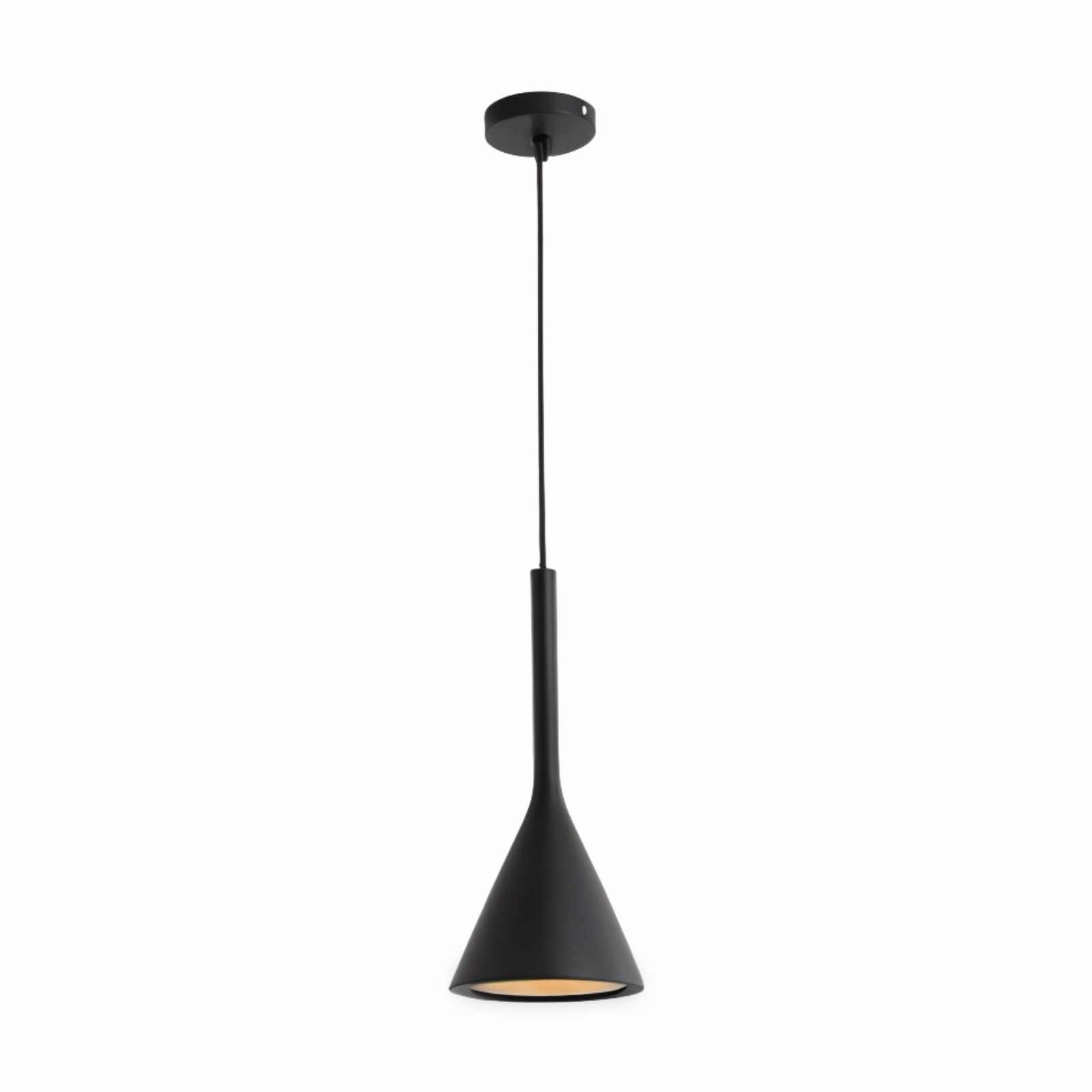 Konisk metalpendellampe med downlight